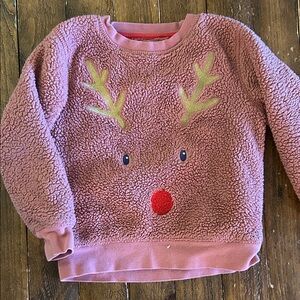 Mini Boden Pink Reindeer Fleece Sweatshirt